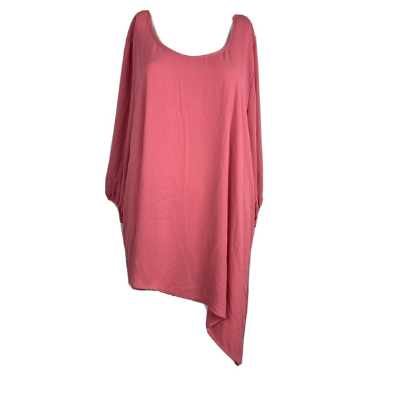 Karen Kane Tops - Karen Kane Shirt Womens Sz 2X Pink Flowy Stretch Asymmetrical Pullover Tunic Top